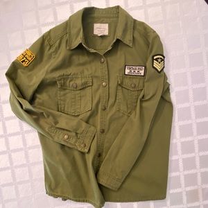 Forever 21 Olive Green Military Patch Utility Jacket